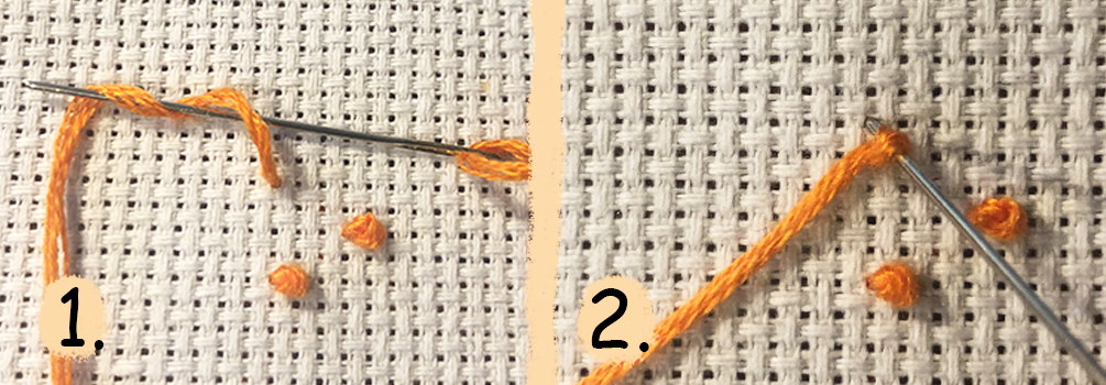 Knötchenstich, sticken, Handarbeit