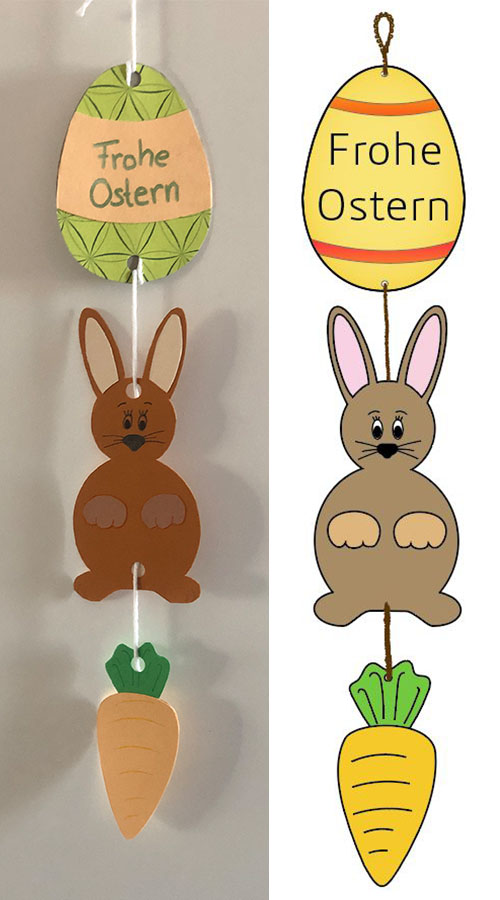 Basteln mit Pappe, Vorlage, Hasegirlande, Ostern
