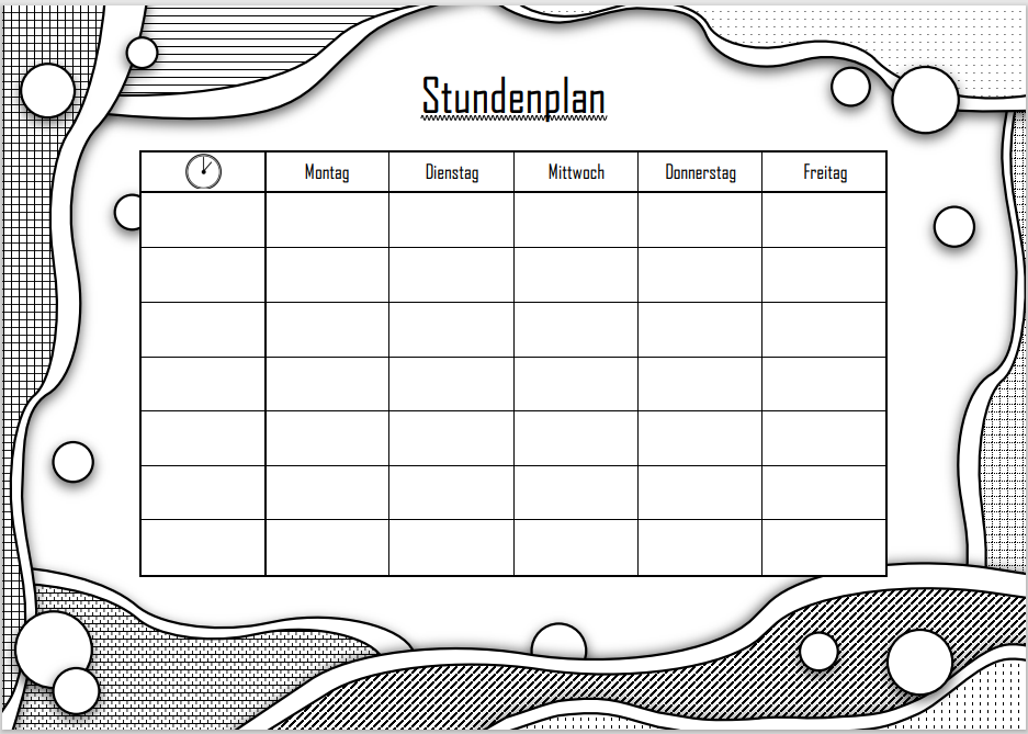 Ausmalbild / Malvorlage-Stundenplan, Schule, kostenlos Ausdrucken, PDF, ausmalen, Kinder
