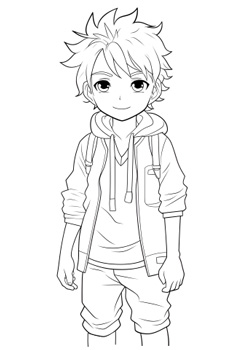 Ausmalbild, Anime, Malvorlagen, Manga, boy, Junge