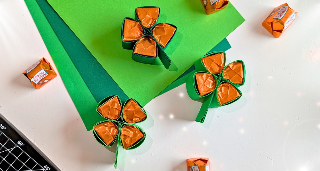 Kleeblatt, Silvester Deko, Neues Jahre, Basteln, Ferrero Küsschen
