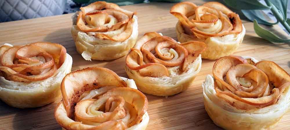 Apfel-Blätterteigrosen Apfel-Blätterteigrosen