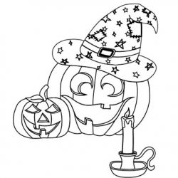Ausmalbild / Malvorlage, kostenlos Ausdrucken, PDF, Kinder, Kürbisse, Halloween