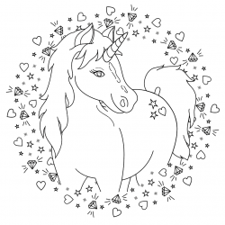Ausmalbild / Malvorlage-Einhorn, kostenlos Ausdrucken, PDF