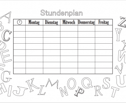 Malvorlage-Stundenplan, Schule, kostenlos Ausdrucken, PDF, ausmalen, Kinder, abc
