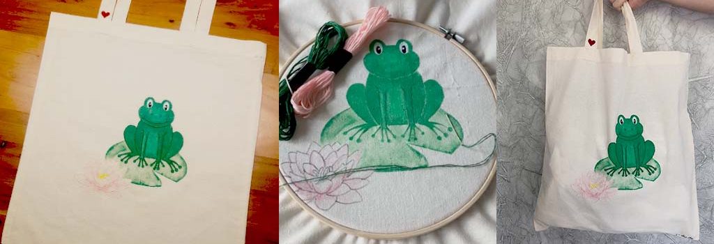 Sticken, Stoffbeutel bemalen, besticken Anleitung, Vorlage, so geht´s, Geschenkidee, DIY